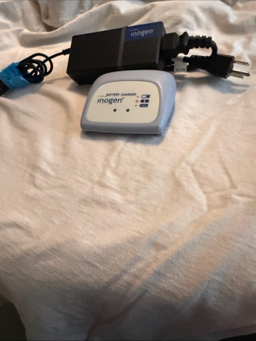White Portable Battery Charger with Power Adapter